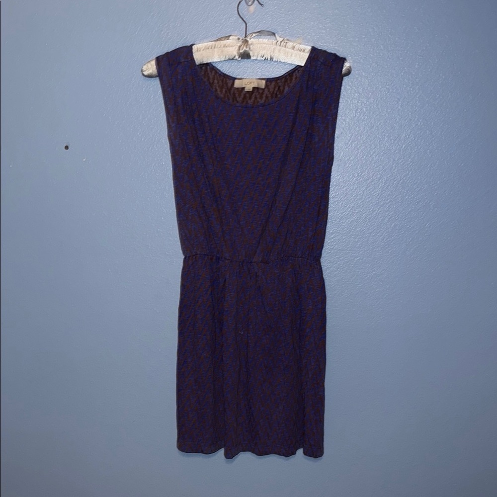 LOFT Blue Sheath Mini Dress Crew Neck Sleeveless - size small - B6